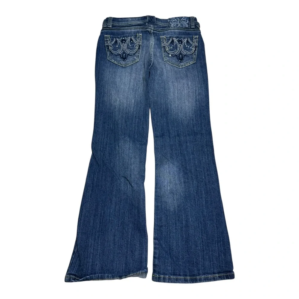 2000s Arizona Jeans‎ Co. Rhinestone Pocket Blue Jeans Girls 10 Slim (26x25 1/8)
